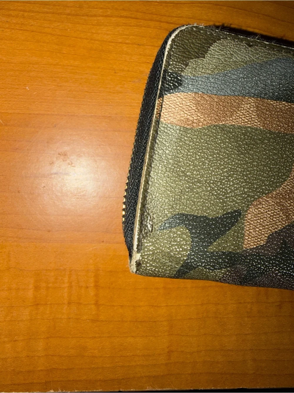 Coach Camo Zip Wallet in Green, Brown and Black